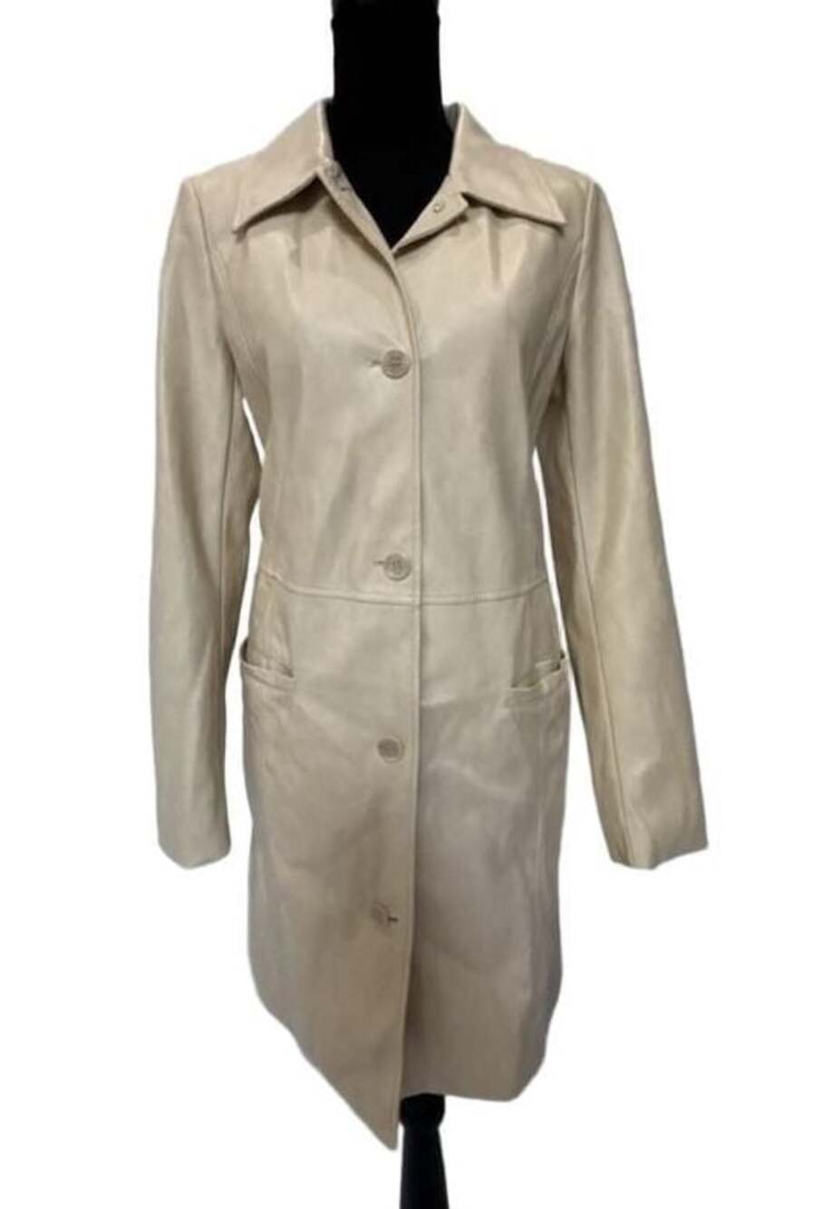 Urban Outfitters Faux Leather Trench Coat Beige Size S